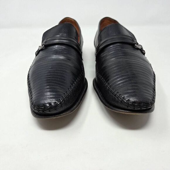 MEZLAN 1968 GENUINE LIZARD BLACK LEATHER STRAP BIT LOAFER MENS 10 M 6987 main image 7